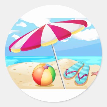 Beach Classic Round Sticker by GraphicsRF at Zazzle