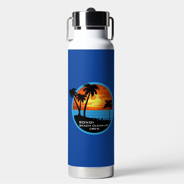 Beach Clean - Up Volunteer Crew Water Bottle (Front)