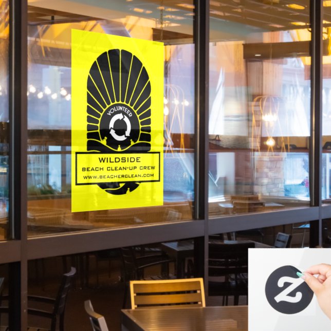 Beach Clean - Up Volunteer Crew Window Cling (Restaurant Window)