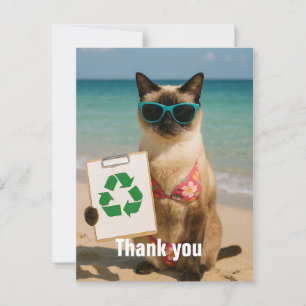 Beach Cleanup thank you card for Cat Lovers