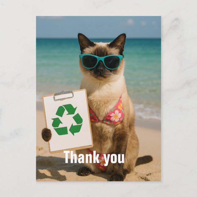 Beach Cleanup thank you card for Cat Lovers (Front)