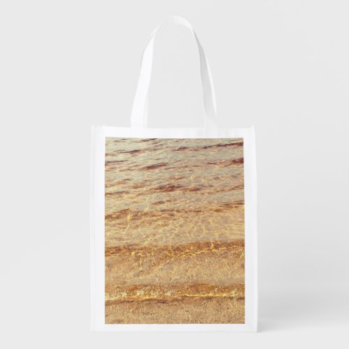 Beach Clear Sparkly Water Sandy Golden Brown Cute Grocery Bag