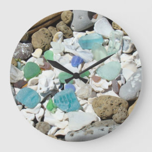 Beach Clocks Blue Green Sea Glass Seashells gifts