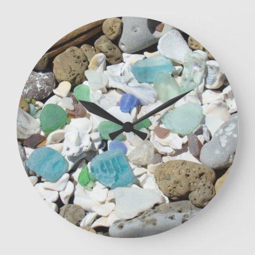 Beach Clocks Blue Green Sea Glass Seashells gifts