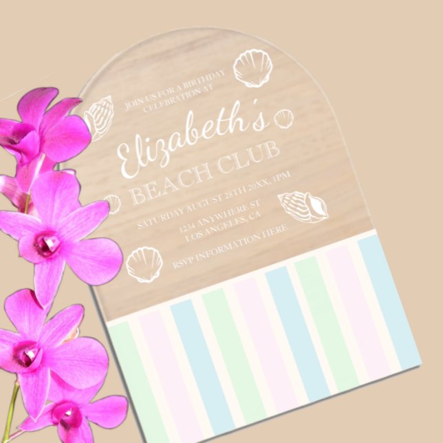 Beach Club Birthday Acrylic Invitations (Creator Uploaded)