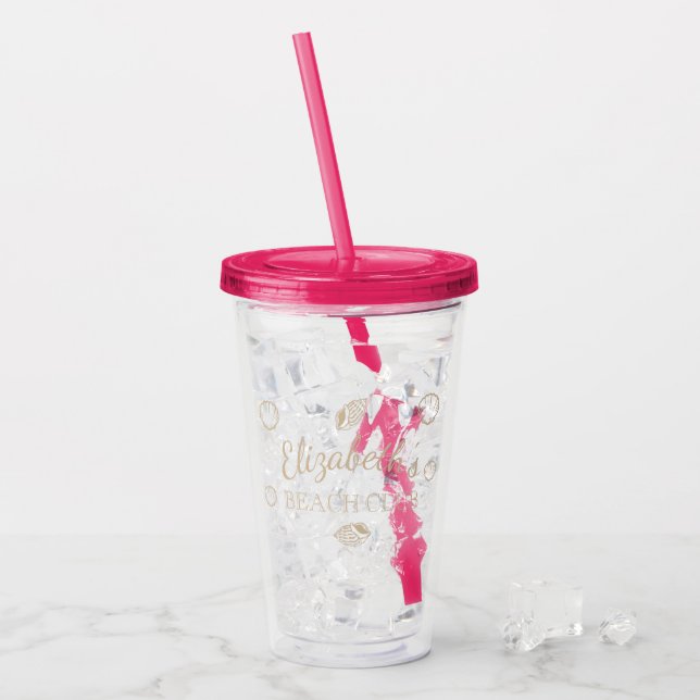 Beach Club Birthday Acrylic Tumbler (Front Ice)