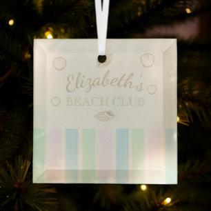 Beach Club Birthday Glass Ornament