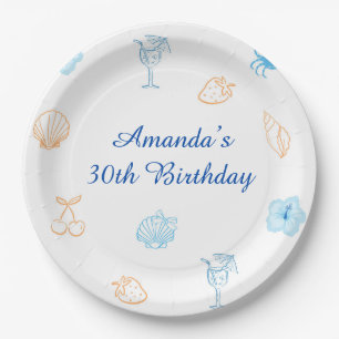 Beach Club Birthday Paper Plates