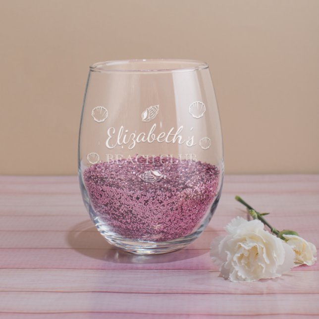 Beach Club Birthday Stemless Wine Glass (Creator Uploaded)