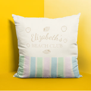 Beach Club Birthday Throw Pillow