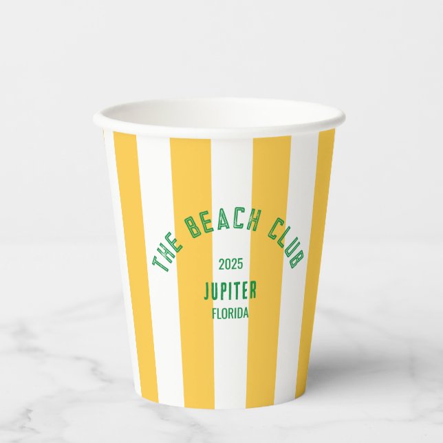 Beach Club Crest - Jupiter Florida - Custom Design Paper Cups (Front)