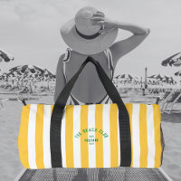 Beach Club Crest Yellow Cabana Stripe Monogram