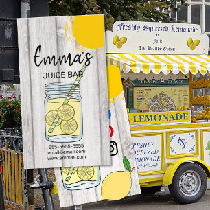beach club juice bar cafe lemonade lemon sun sunny business card