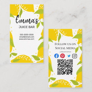 beach club juice bar cafe lemonade lemon sun sunny business card