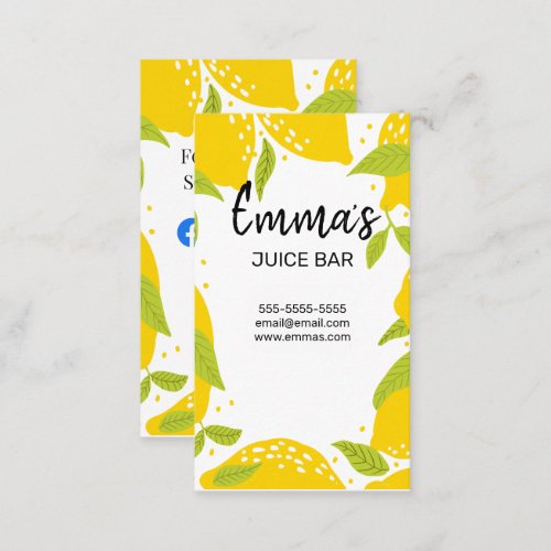 beach club juice bar cafe lemonade lemon sun sunny business card