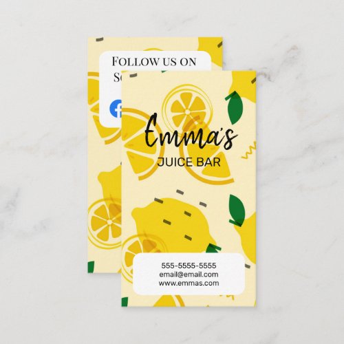 beach club juice bar cafe lemonade lemon sun sunny business card