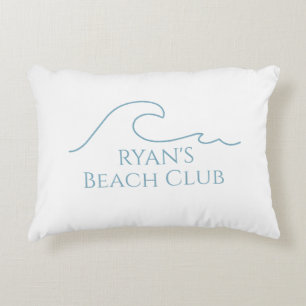 Beach Club Stripe Cabana Custom Name Accent Pillow