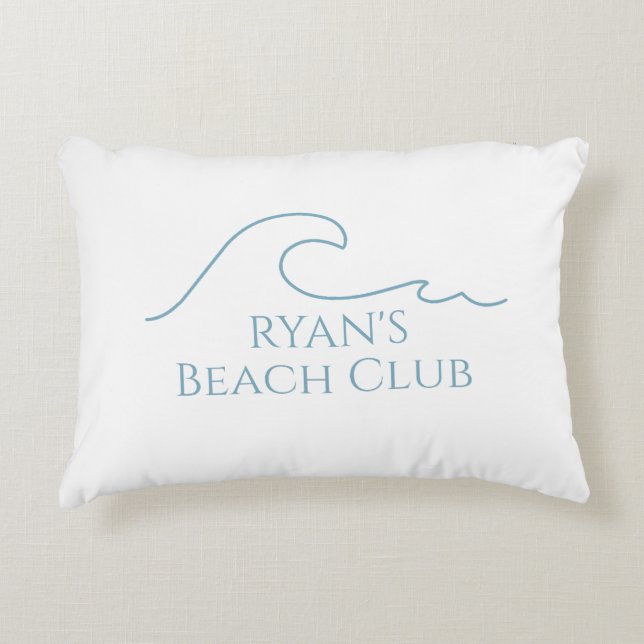 Beach Club Stripe Cabana Custom Name Accent Pillow (Front)