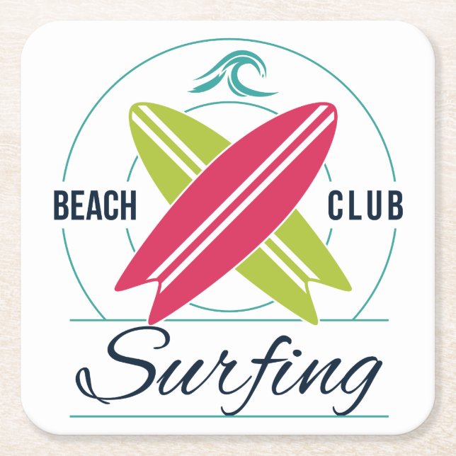 Beach Club Surfing paper coasters (Front)