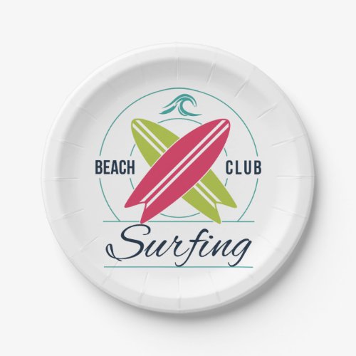 Beach Club Surfing paper plates