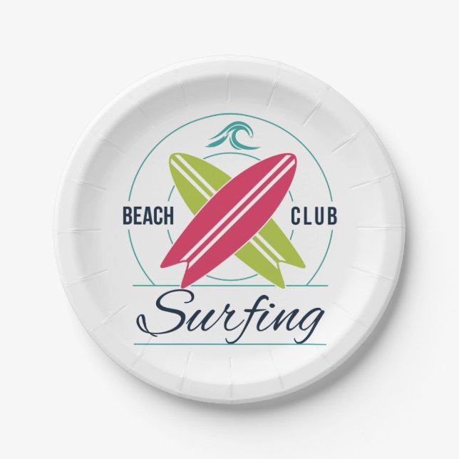 Beach Club Surfing paper plates (Front)