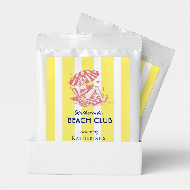 Beach Club Yellow Cabana Stripe Cocktail Party Margarita Drink Mix (Pair)