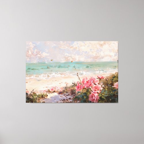  Beach Cluster Roses TV2 Stretched Canvas Print