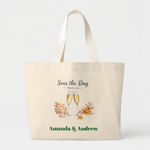 Beach coast Elegant Wedding Guest Favor keepsake Large Tote Bag