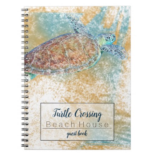 Beach Coastal Art with Sea Turtle Notebook