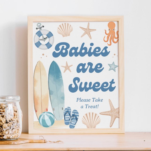 Beach Coastal Baby Shower Babies are Sweet Favor Poster (Creator Uploaded)