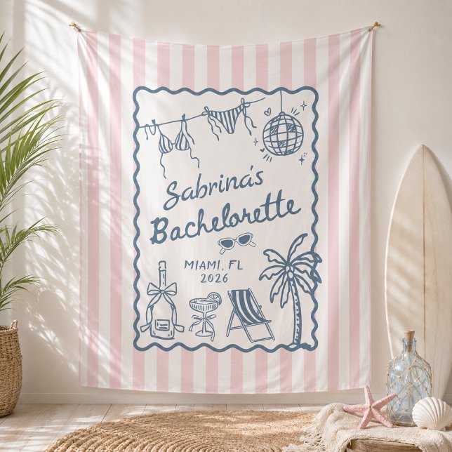 Beach Coastal Bachelorette Party Tapestry  (Creator Uploaded)