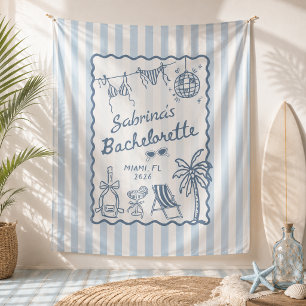 Beach Coastal Blue Bachelorette Party Tapestry