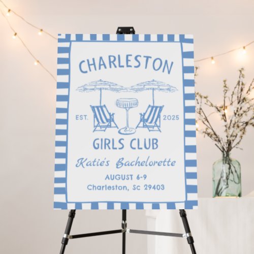 Beach Coastal Blue Bachelorette Welcome Foam Board