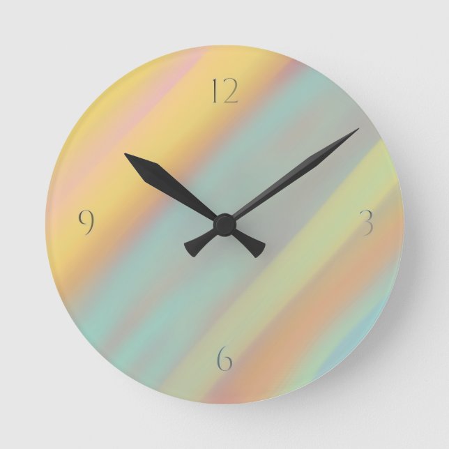 Beach Coastal Blue Green Yellow Colorful  Round Clock (Front)