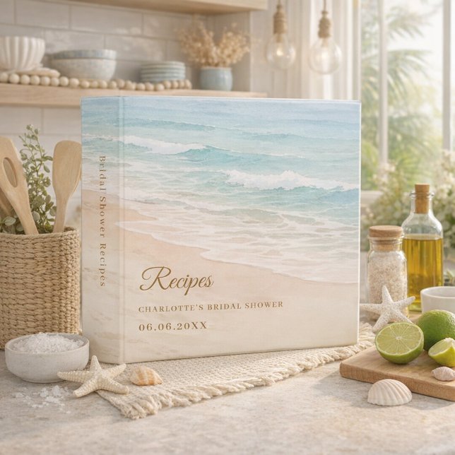 Beach coastal Bridal Shower recipe 3 Ring Binder (Creator Uploaded)