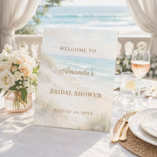 Beach coastal Bridal Shower welcome Pedestal Sign