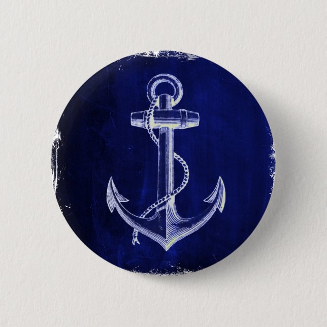 beach coastal chic nautical navy blue anchor button (Front)