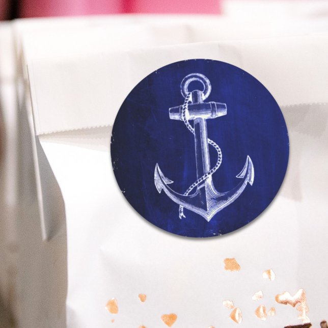 beach coastal chic nautical navy blue anchor heart sticker (beach coastal chic nautical navy blue anchor heart sticker)