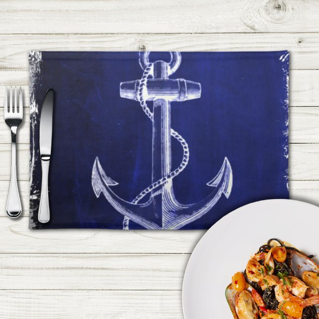 beach coastal chic nautical navy blue anchor placemat (beach coastal chic nautical navy blue anchor placemat)