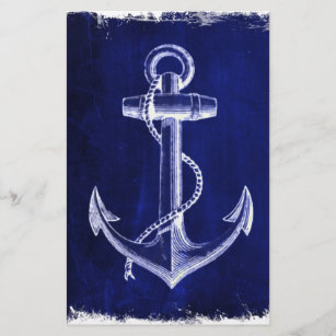 beach coastal chic nautical navy blue anchor stationery