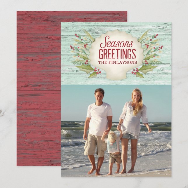 Beach Coastal Christmas Holiday Photo Card (Front/Back)