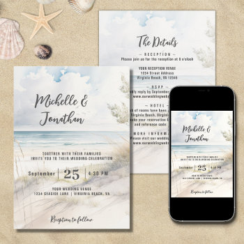 Beach Coastal Destination All In One Wedding Invitation by TheBeachBum at Zazzle