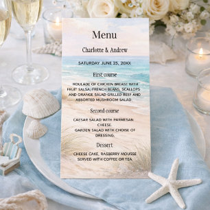 Beach coastal dinner wedding menu