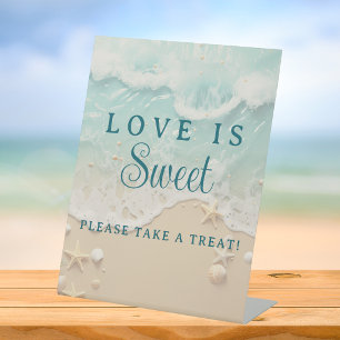 Beach Coastal Love Is Sweet Dessert Bridal Shower Pedestal Sign