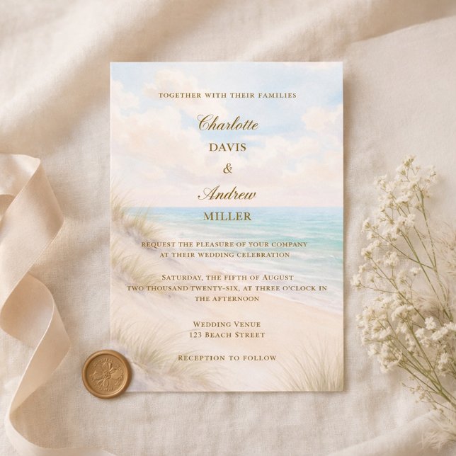 Beach coastal luxury wedding invitation (Creator Uploaded)