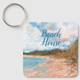 Beach Coastal Michigan Shoreline Art Keychain