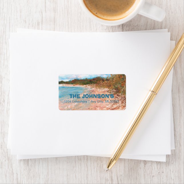 Beach Coastal Michigan Shoreline Custom Label (Insitu)