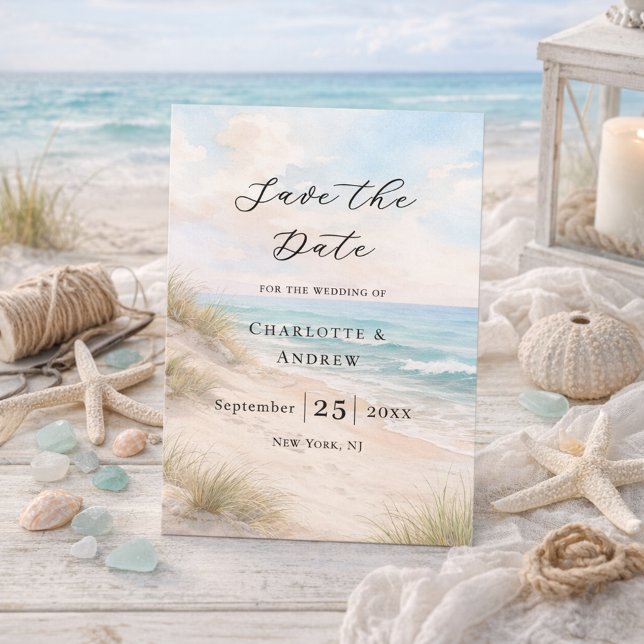 Beach coastal modern wedding save the date (Creator Uploaded)