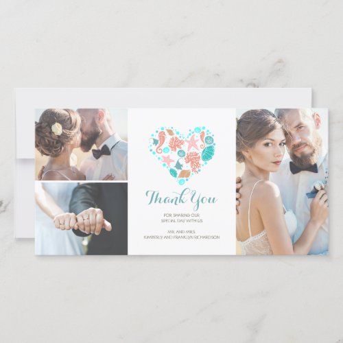 Beach Coastal Nautical Heart Wedding Thank You