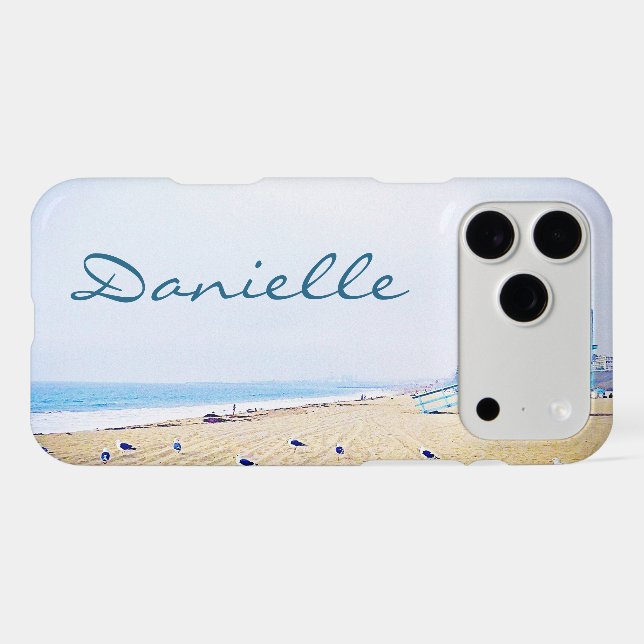 Beach Coastal Ocean Seagulls Photo Name Script Case-Mate iPhone Case (Back (Horizontal))